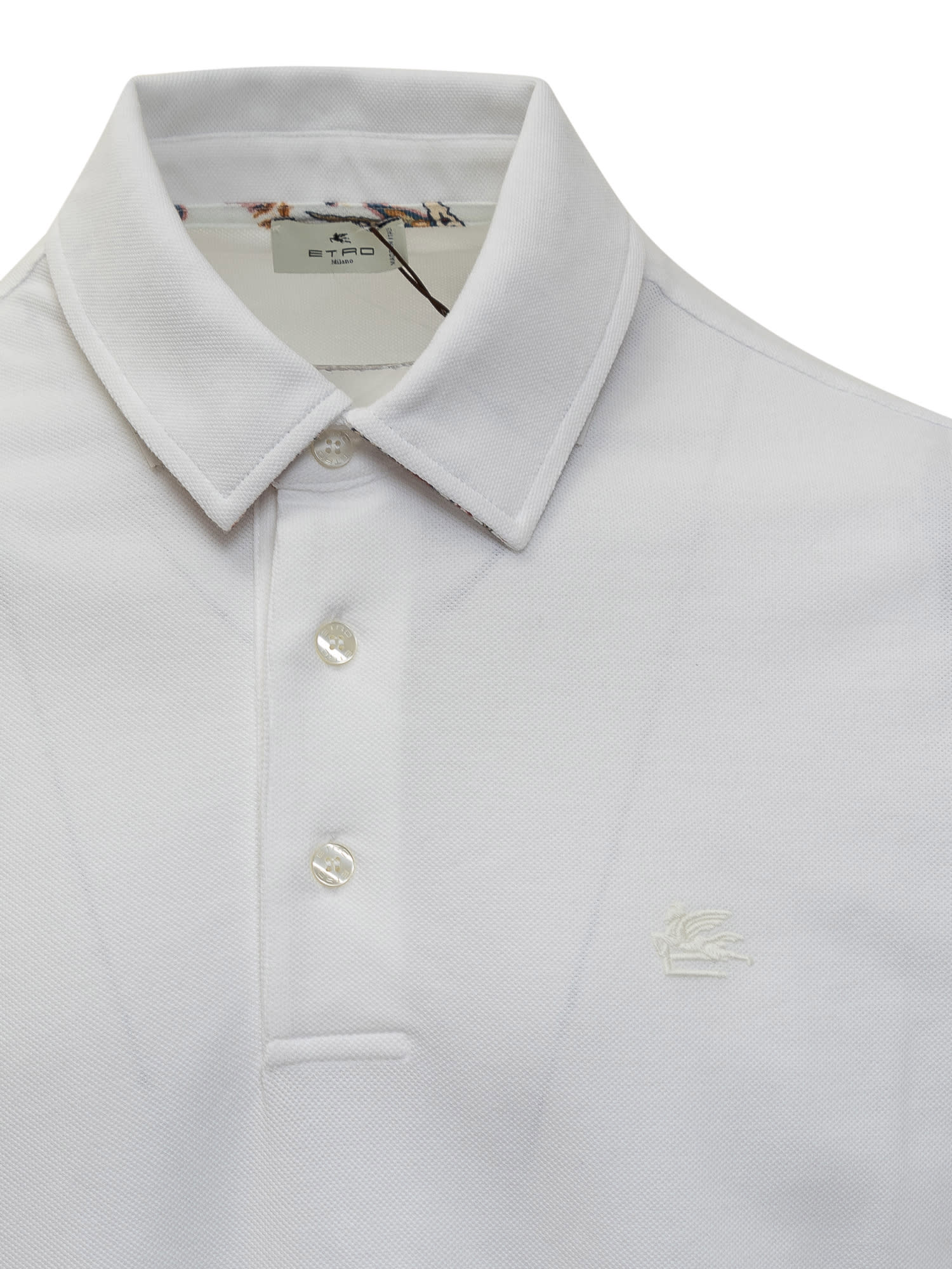 Shop Etro Polo Shirt With Logo In Bianco Ottico