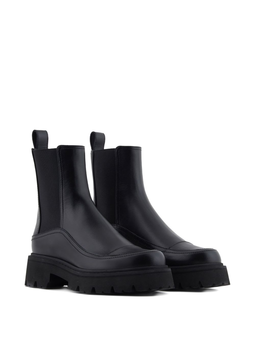 Emporio Armani Leather Beatles Boots In Black