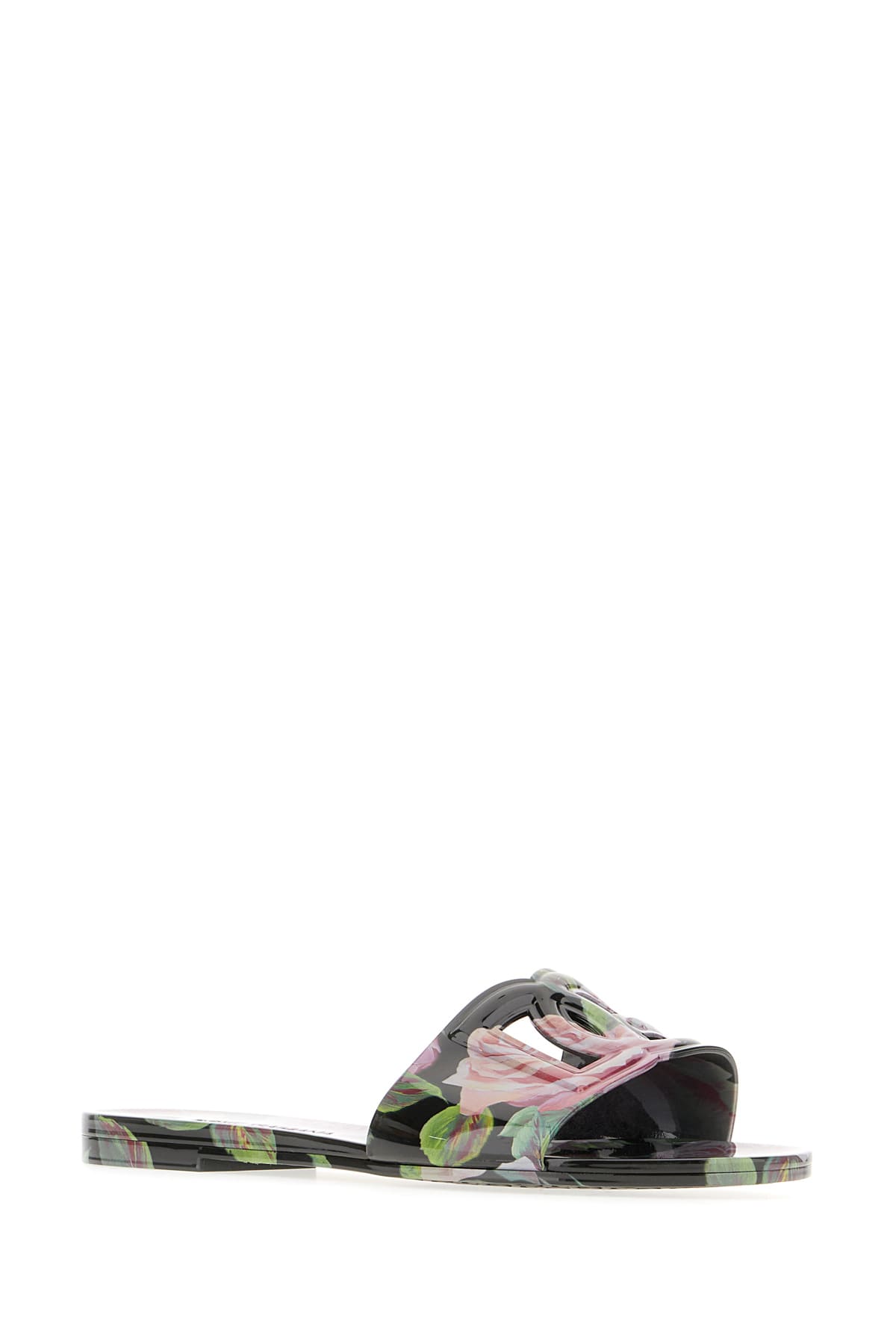 Dolce & Gabbana Multicolor Rubber Slippers In Rose Rosa Fdo Nero