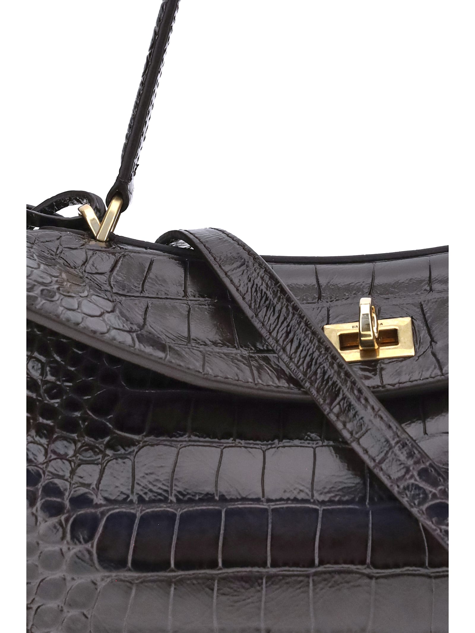 Balenciaga Rodeo Shoulder Bag In Crocodile-print Leather