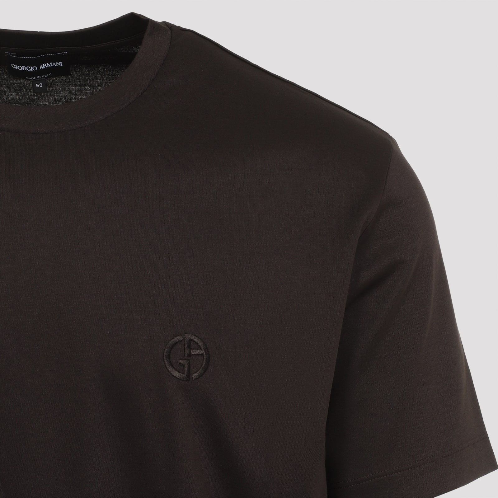 Shop Giorgio Armani Cotton T-shirt In Chocolate