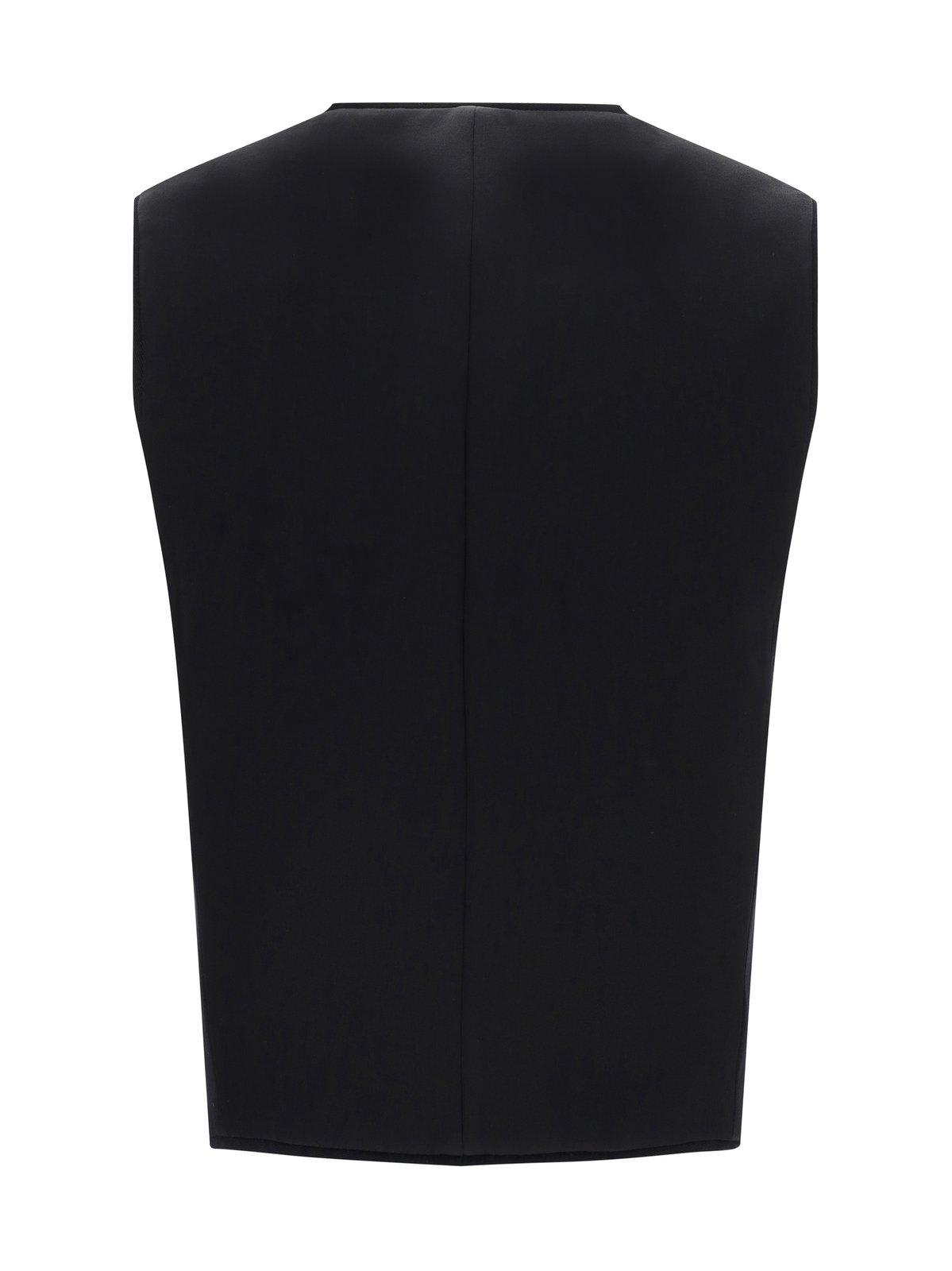 Shop Balmain V-neck Sleeveless Gilet In Black