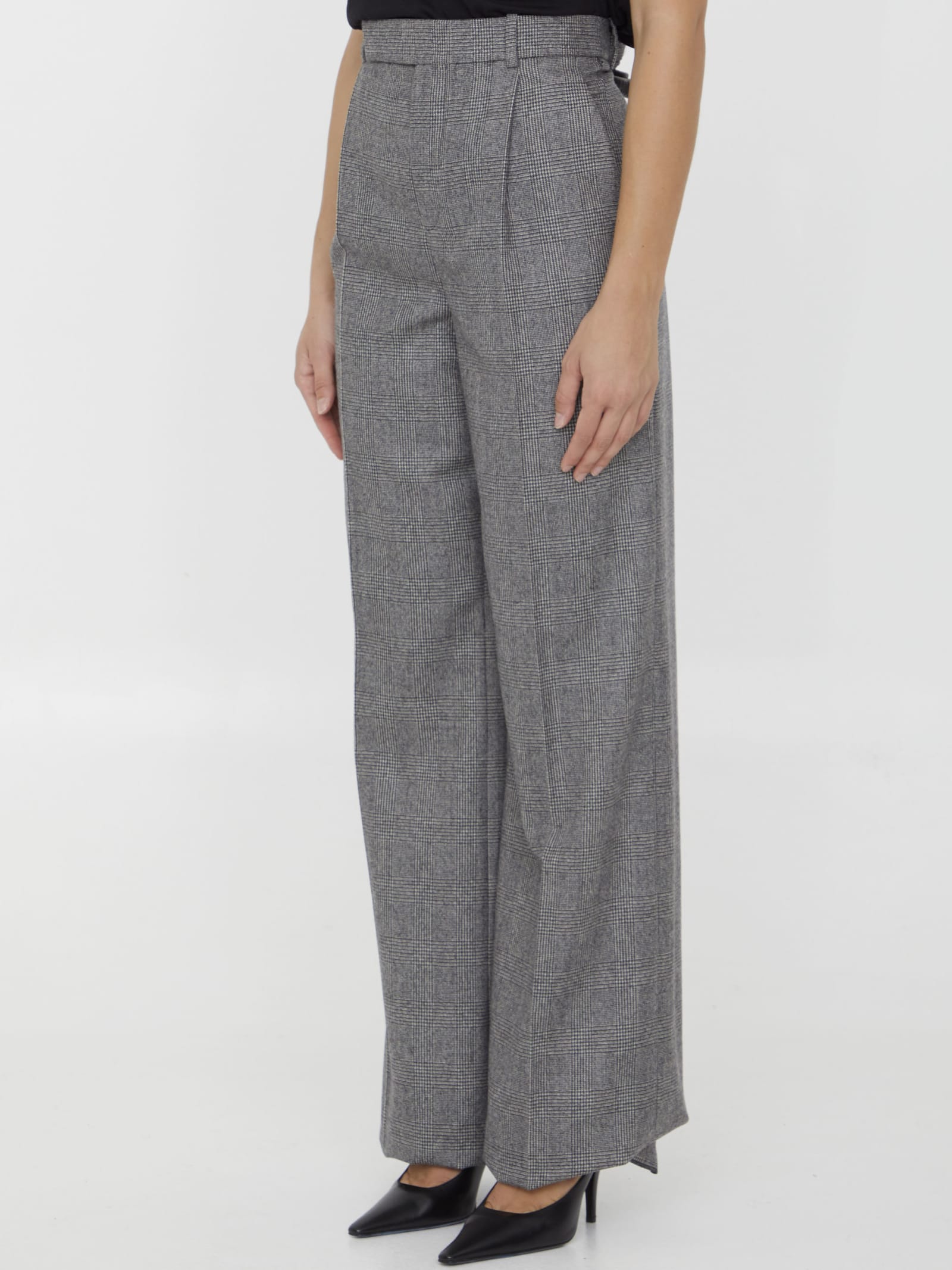 Shop Saint Laurent Flannel Flared Trousers In Grey