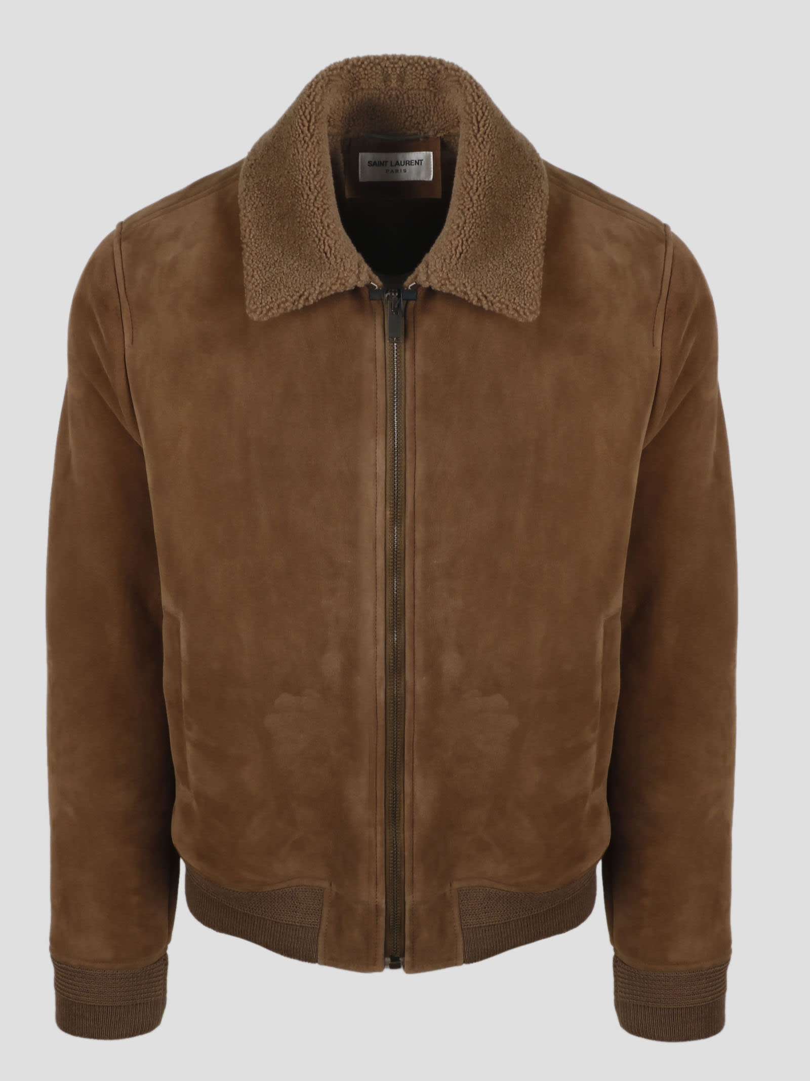 Saint Laurent Suede And Shearling Bomber Jacket