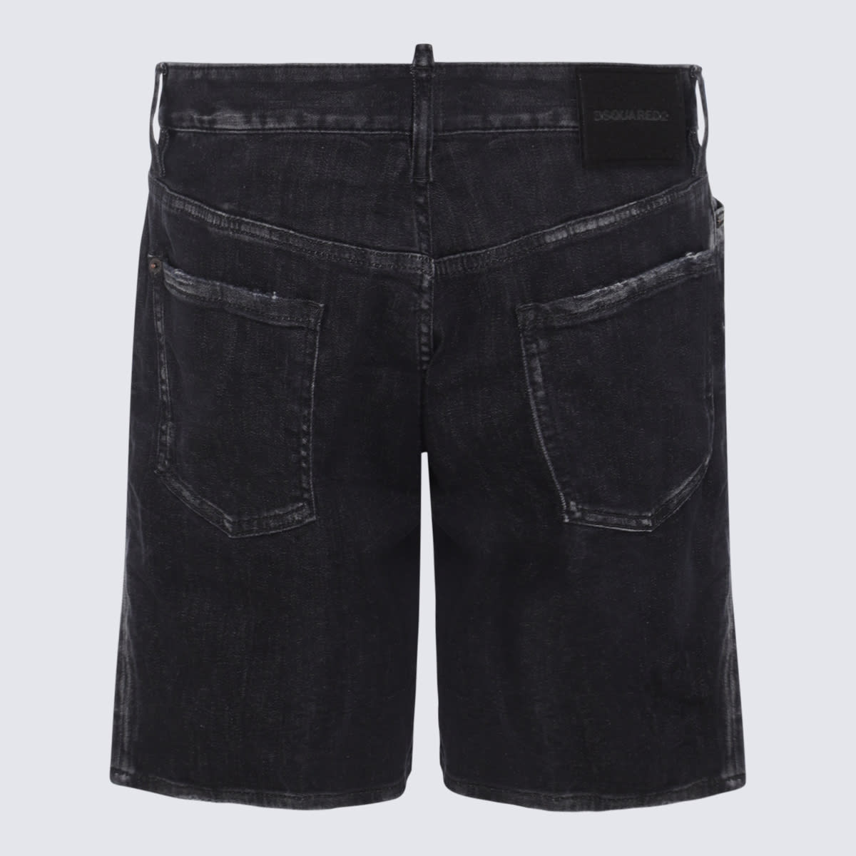 Shop Dsquared2 Black Cotton Blend Denim Shorts