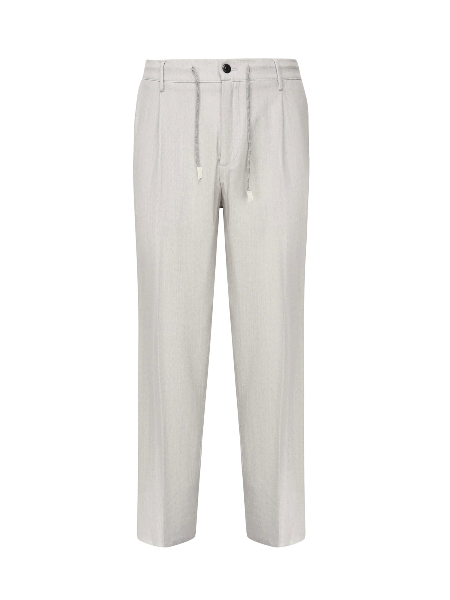 Eleventy Mens Drawstring Tapered-leg Linen Trousers Sand In Gray
