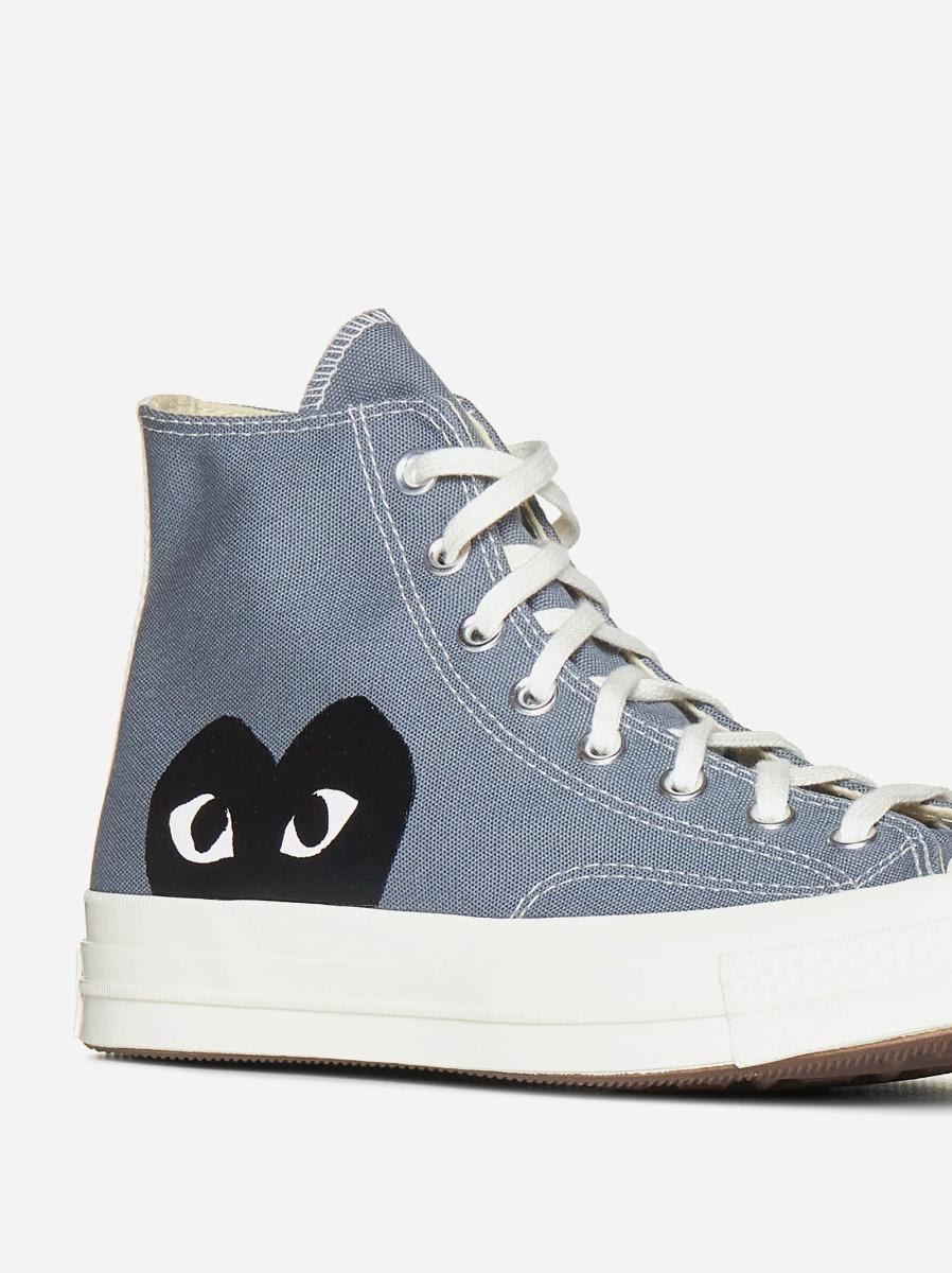 Shop Comme Des Garçons Play X Converse Canvas High-top Sneakers In Grey