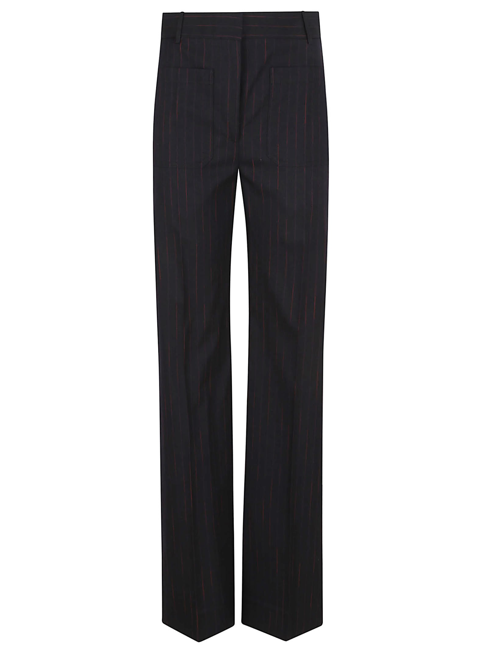 Victoria Beckham Pinstripe Wide Leg Trouser With Belt Loops In Black