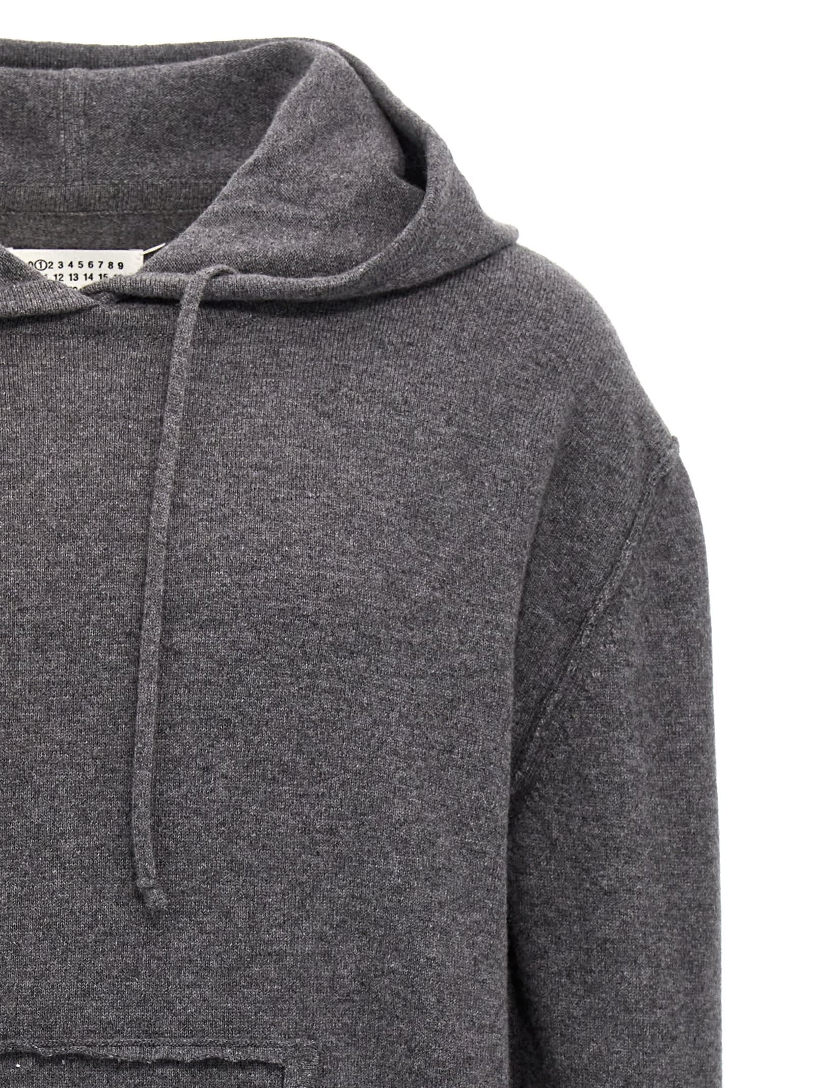 Shop Maison Margiela Hooded Sweater In Gray