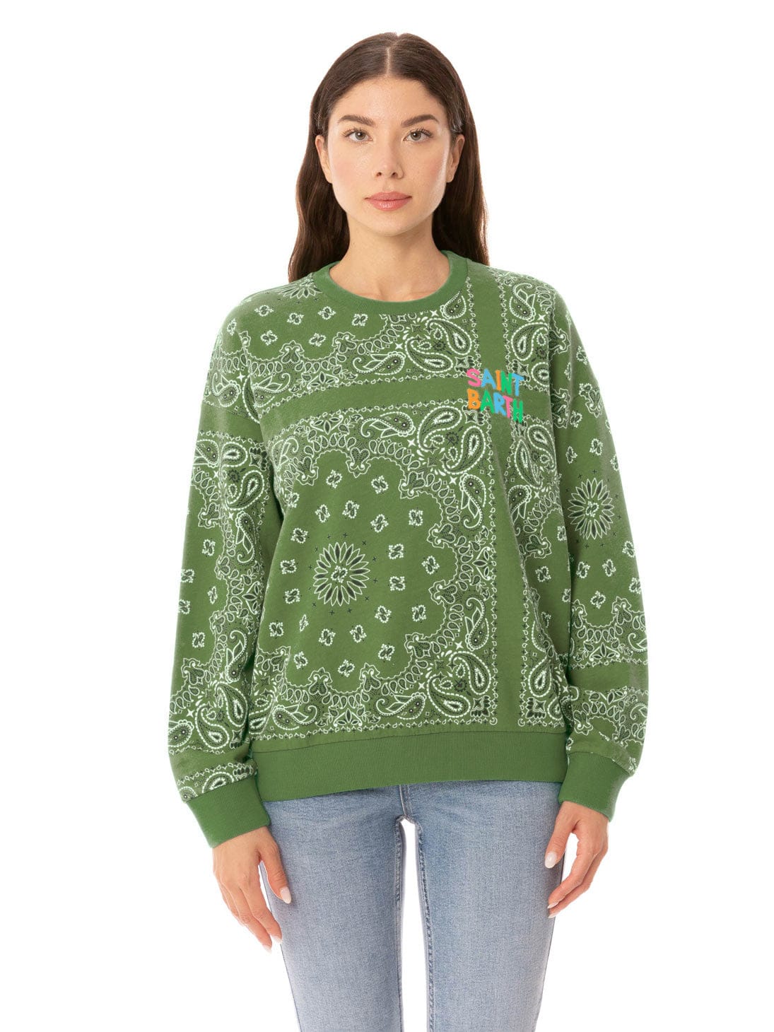 Mc2 Saint Barth Woman Sweatshirt With Bandanna Print