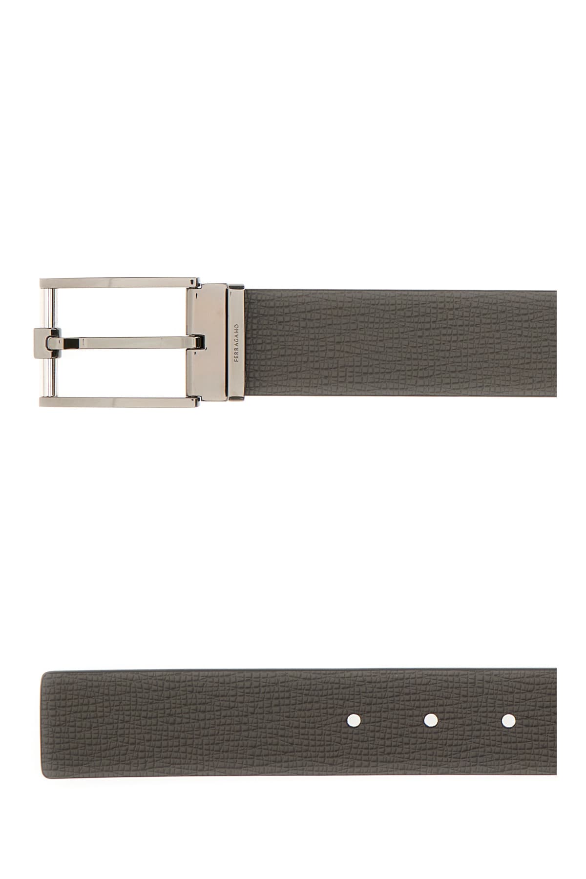 Shop Ferragamo Grey Leather Reversible Belt In 005