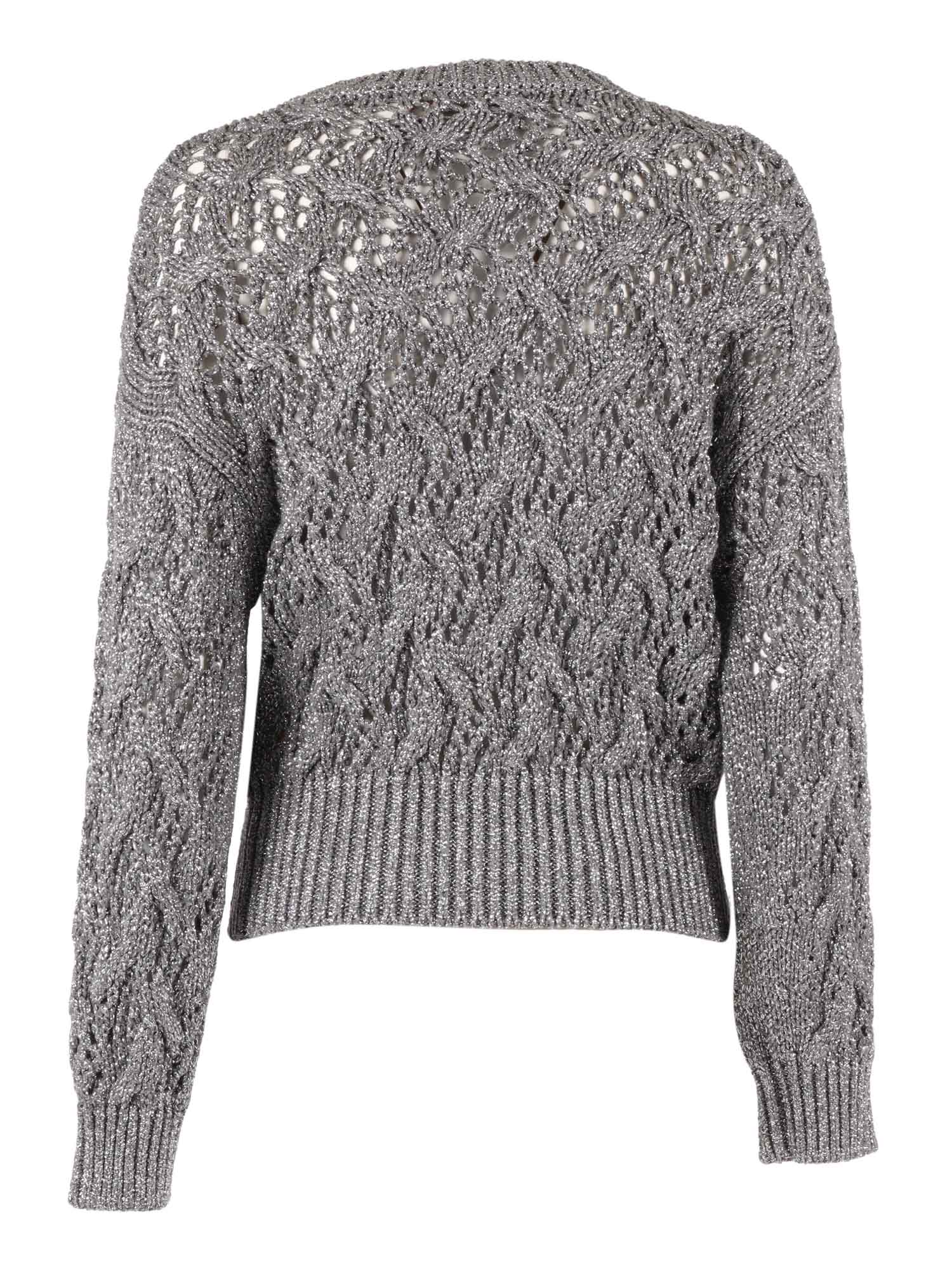Max Mara Diamond-patterned Cordonnet Sweater In Gray