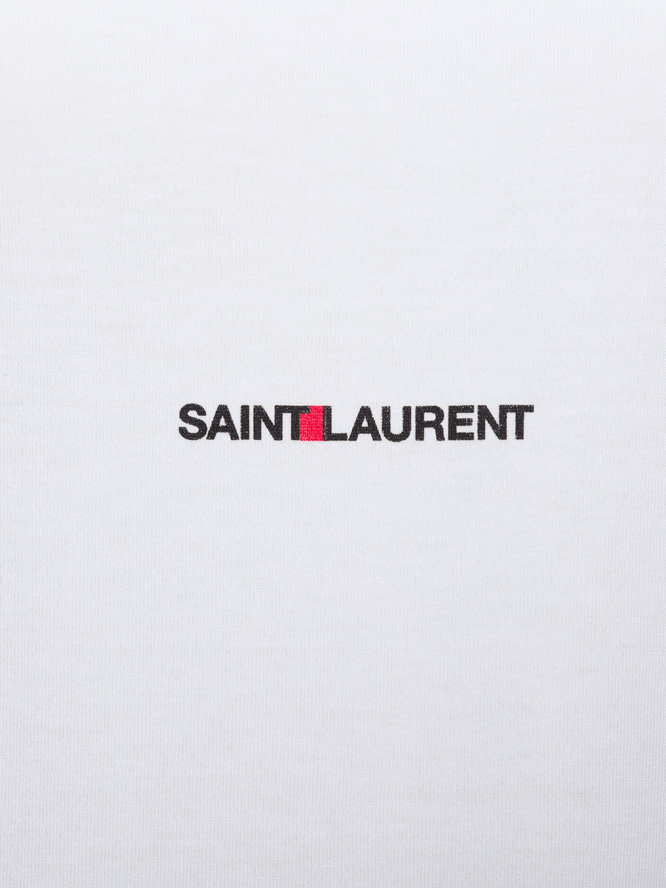 Saint Laurent White Cotton T-shirt With Logo Print