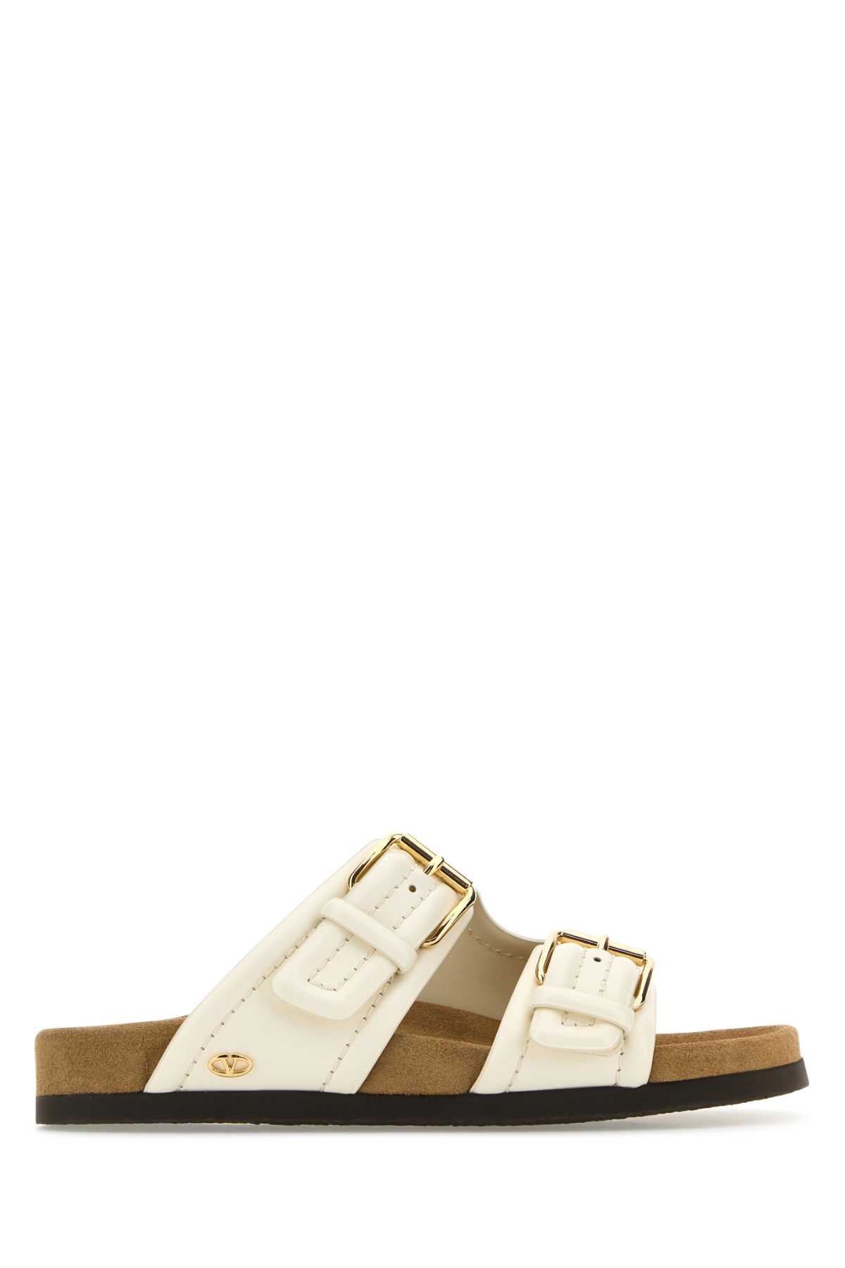 Shop Valentino Ivory Leather Fussfriend Slippers In Ivorysigaro