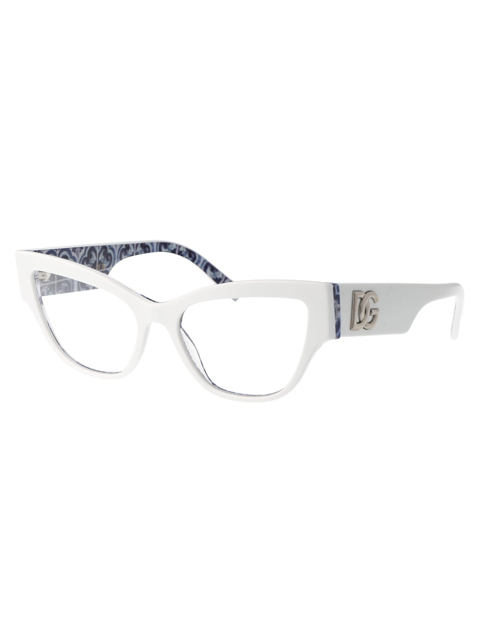 Shop Dolce &amp; Gabbana Eyewear 0dg3378 Glasses In 3371 White On Blue Maiolica