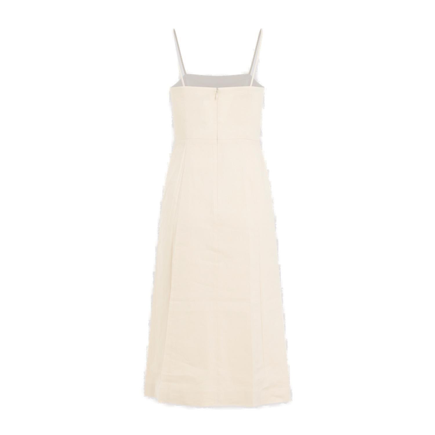 Shop Theory Square-neck Sleeveless A-line Midi Dress In D Light Linen