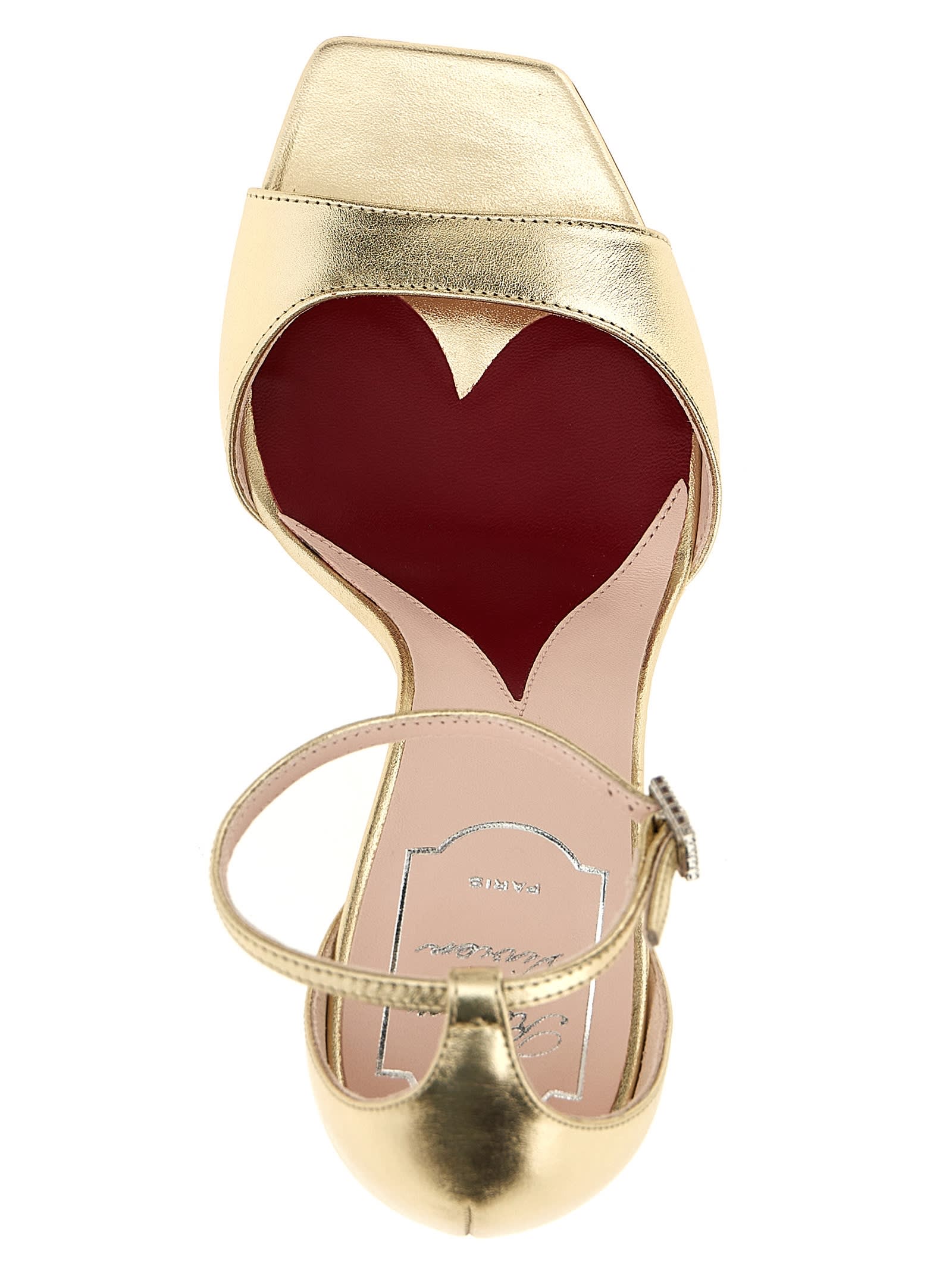 Roger Vivier Vivier Marlene 100 Embellished Gold Sandals In Gold