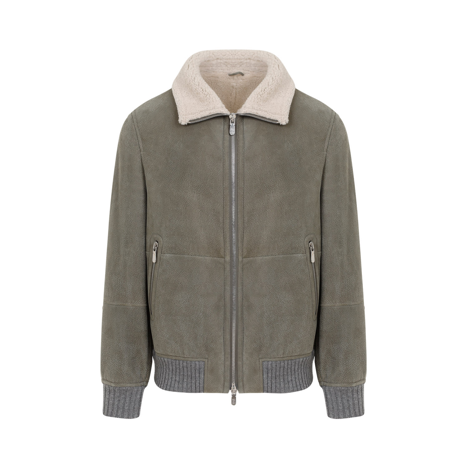 Shop Brunello Cucinelli Leather Bomber Jacket In Militare