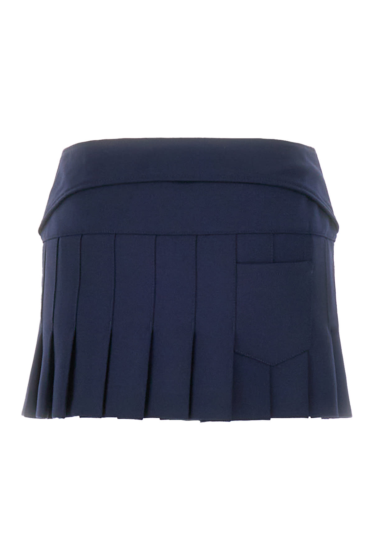 Shop Off-white Midnight Blue Stretch Wool Blend Mini Skirt In 4700