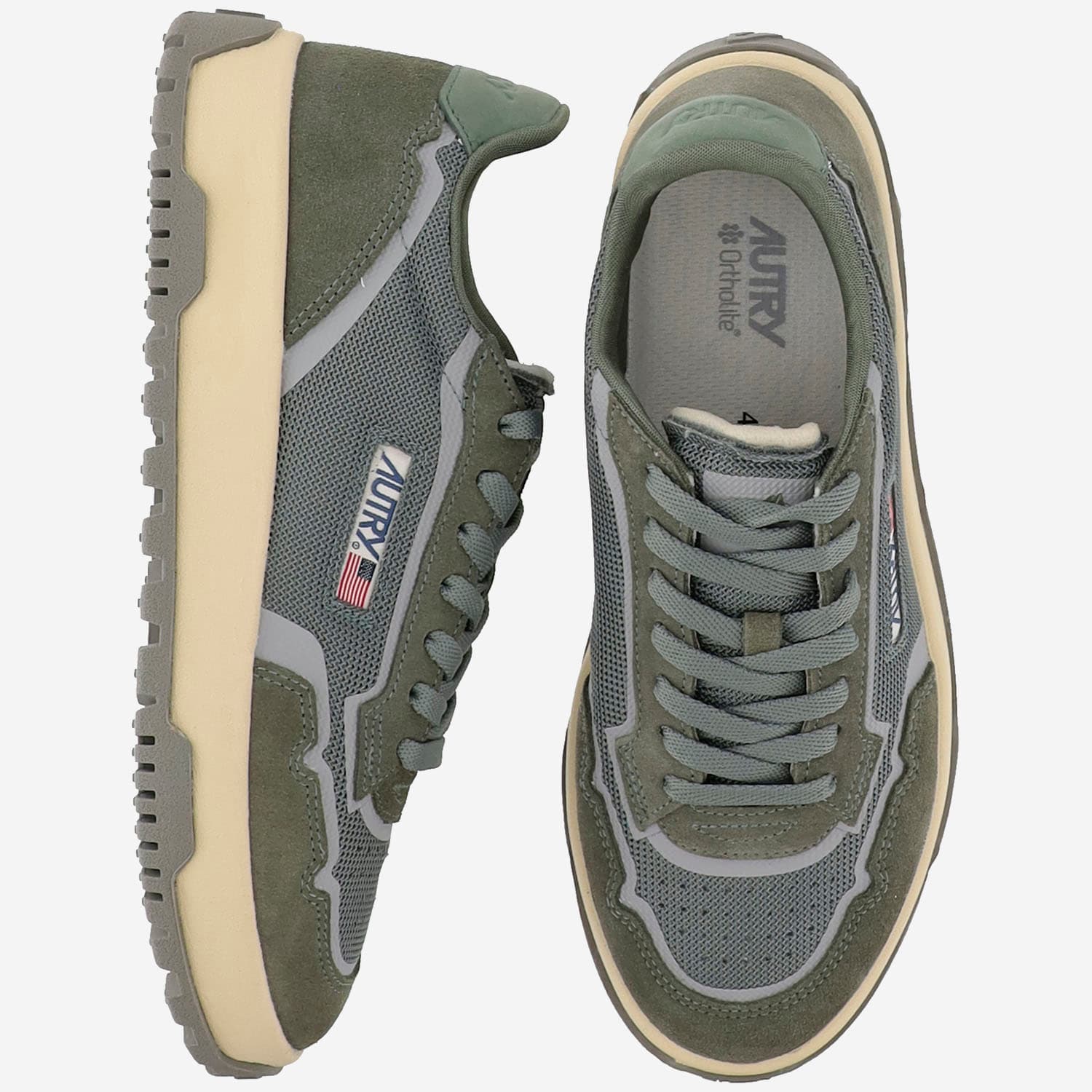 Autry Wildpace Nubuck And Rubber-trimmed Suede And Mesh Sneakers In Green