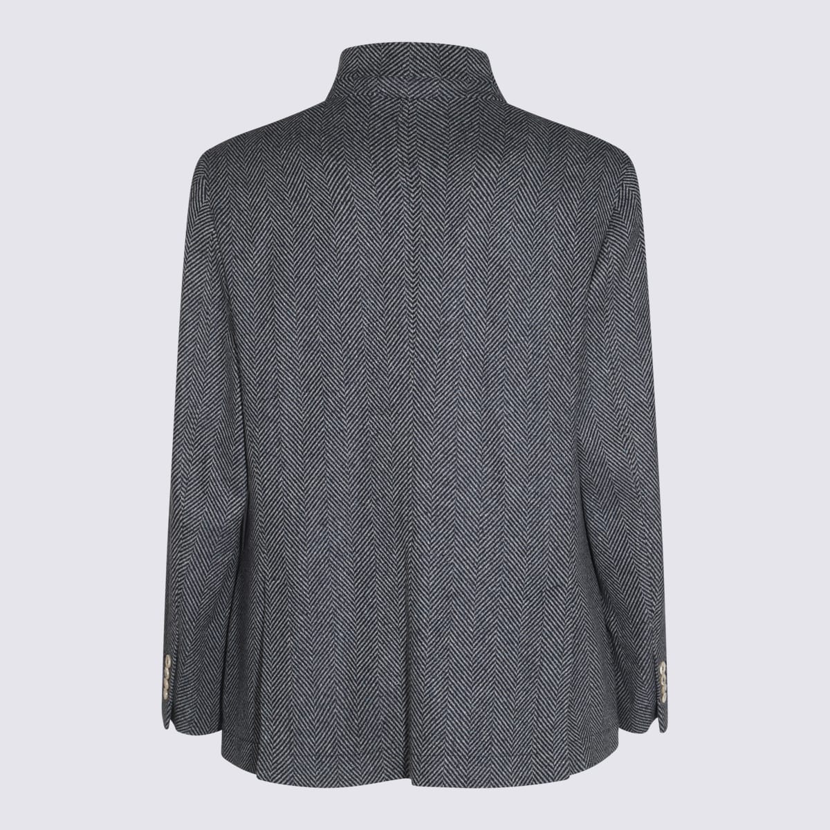 Shop Brunello Cucinelli Grey Wool Casual Jacket