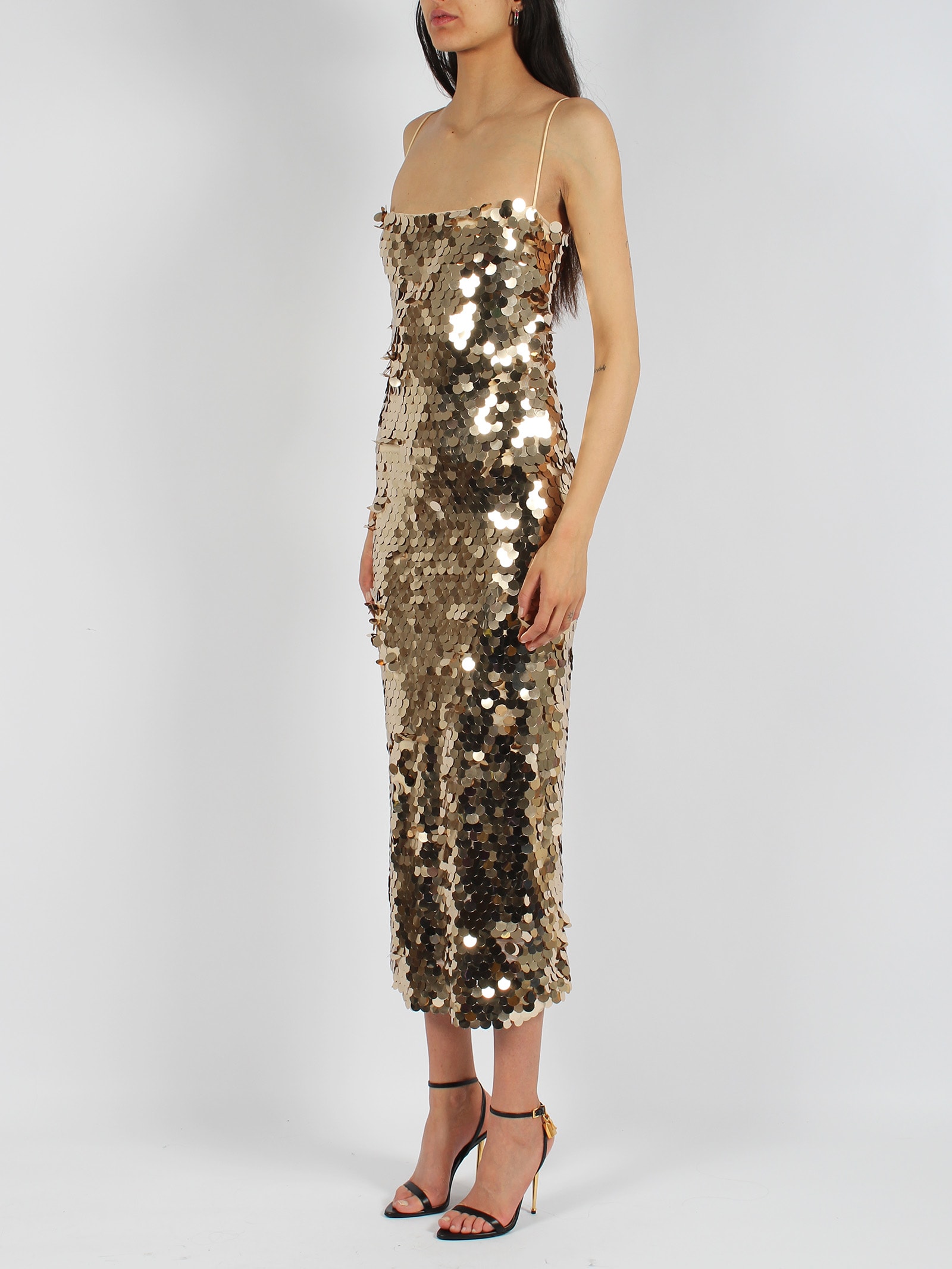 Shop New Arrivals Phoenix In Serpent Dorè Dress In Metallic