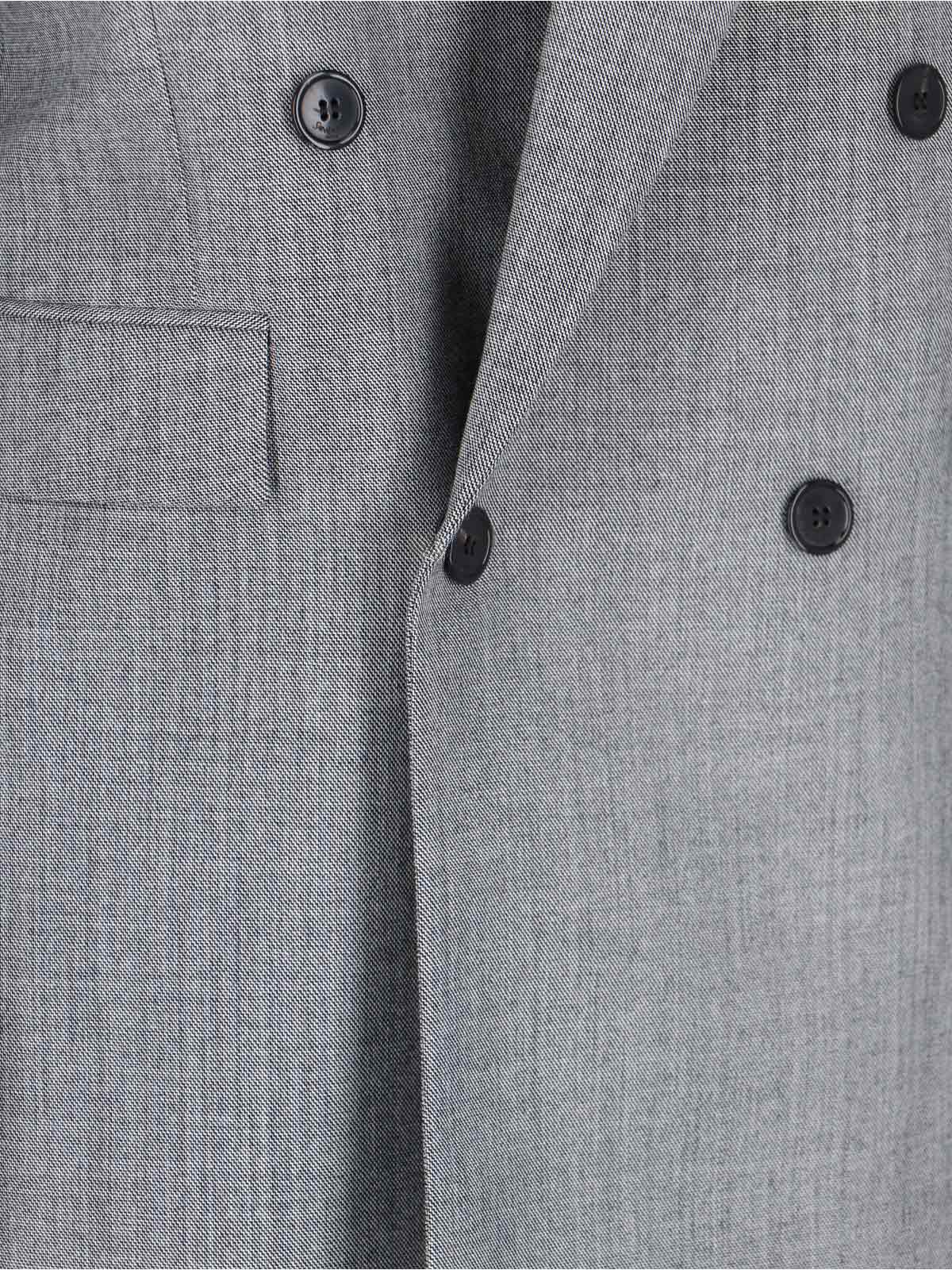 Saint Laurent Double-breasted Wool Blazer In Gray