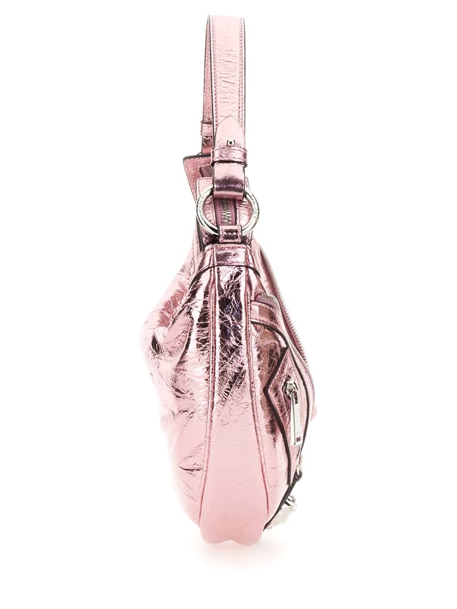 Shop Versace Repeat Small Hobo Bag In Pink