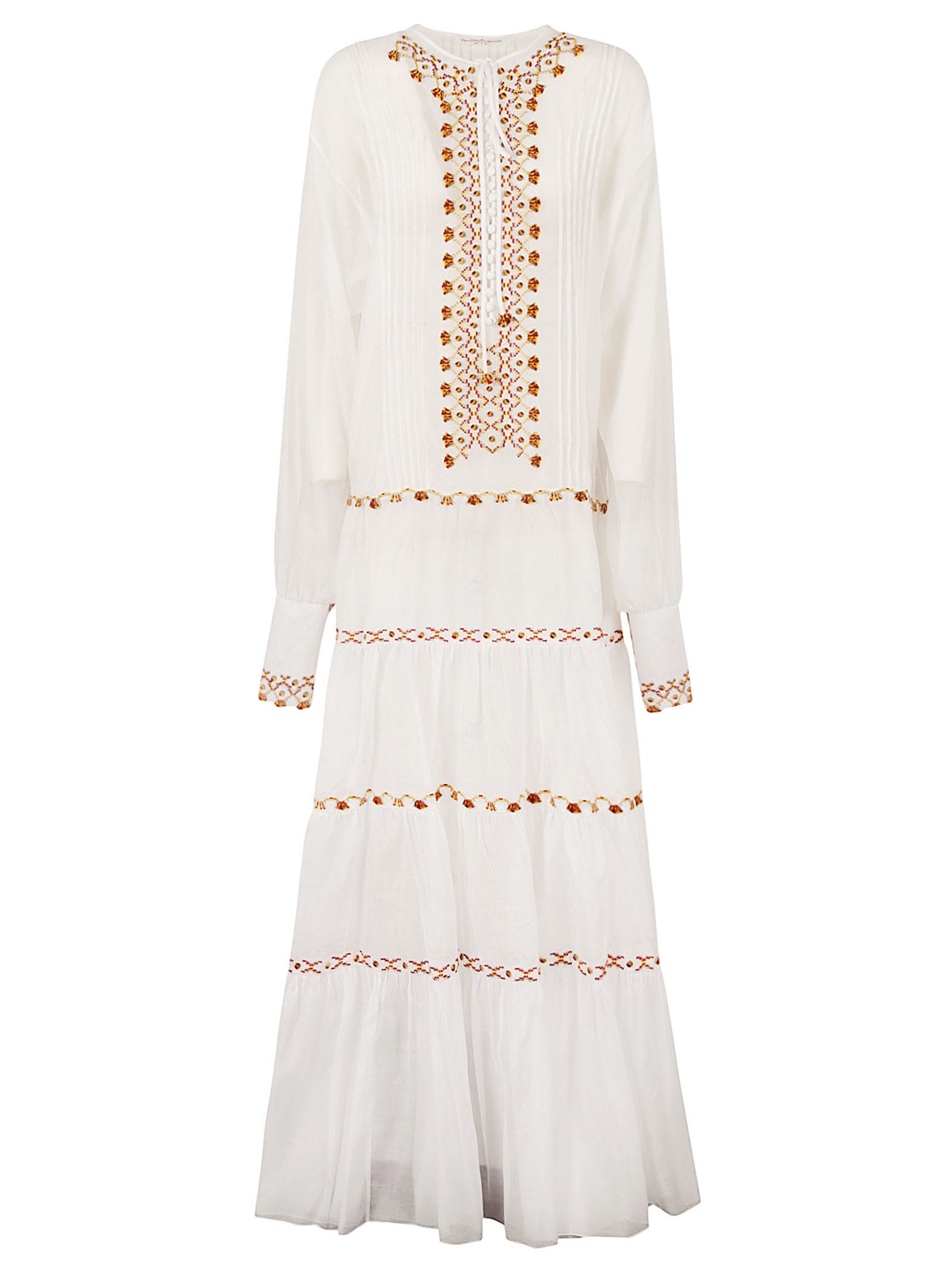 Pattern Embroidered Flare Dress