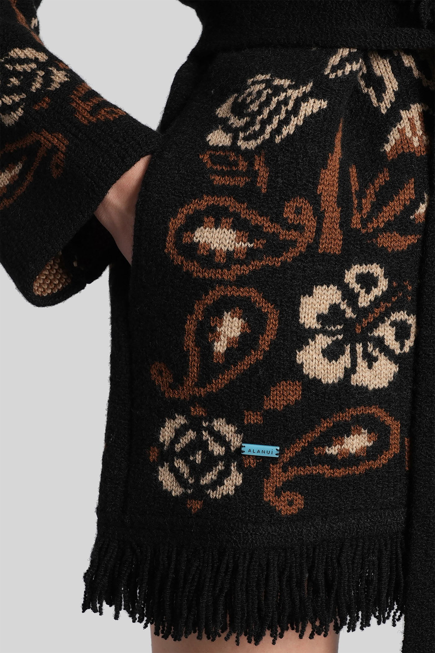 Alanui Cardigan In Multicolor Wool In Black