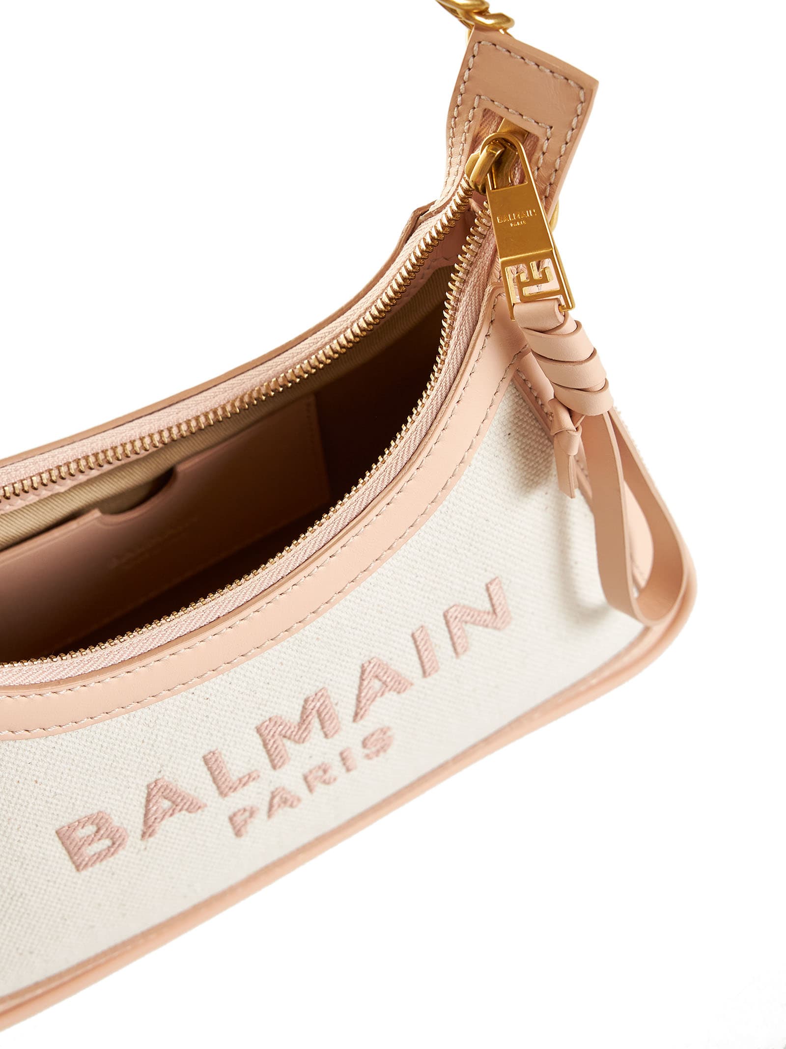 Shop Balmain Shoulder Bag In Creme/nude Rosè