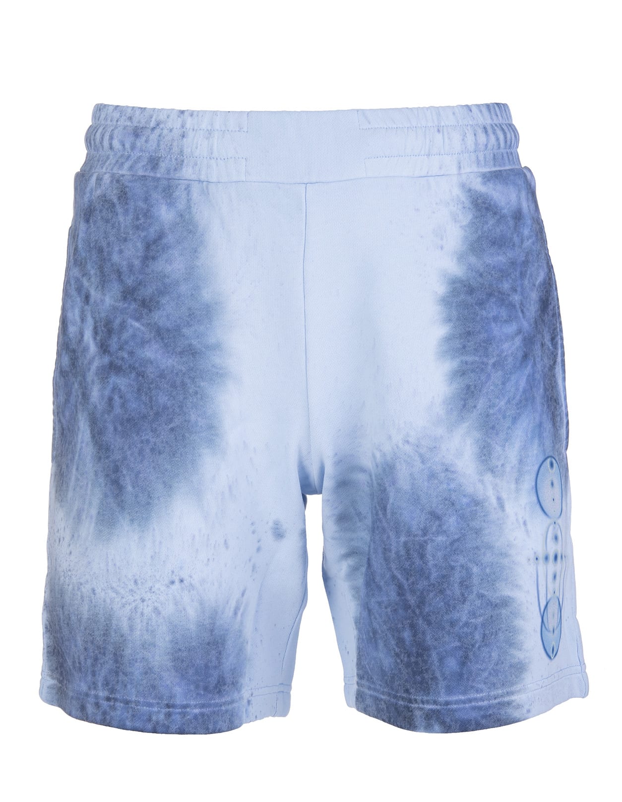 McQ Alexander McQueen Man Light Blue Sports Shorts With Blue Tie-dye Print