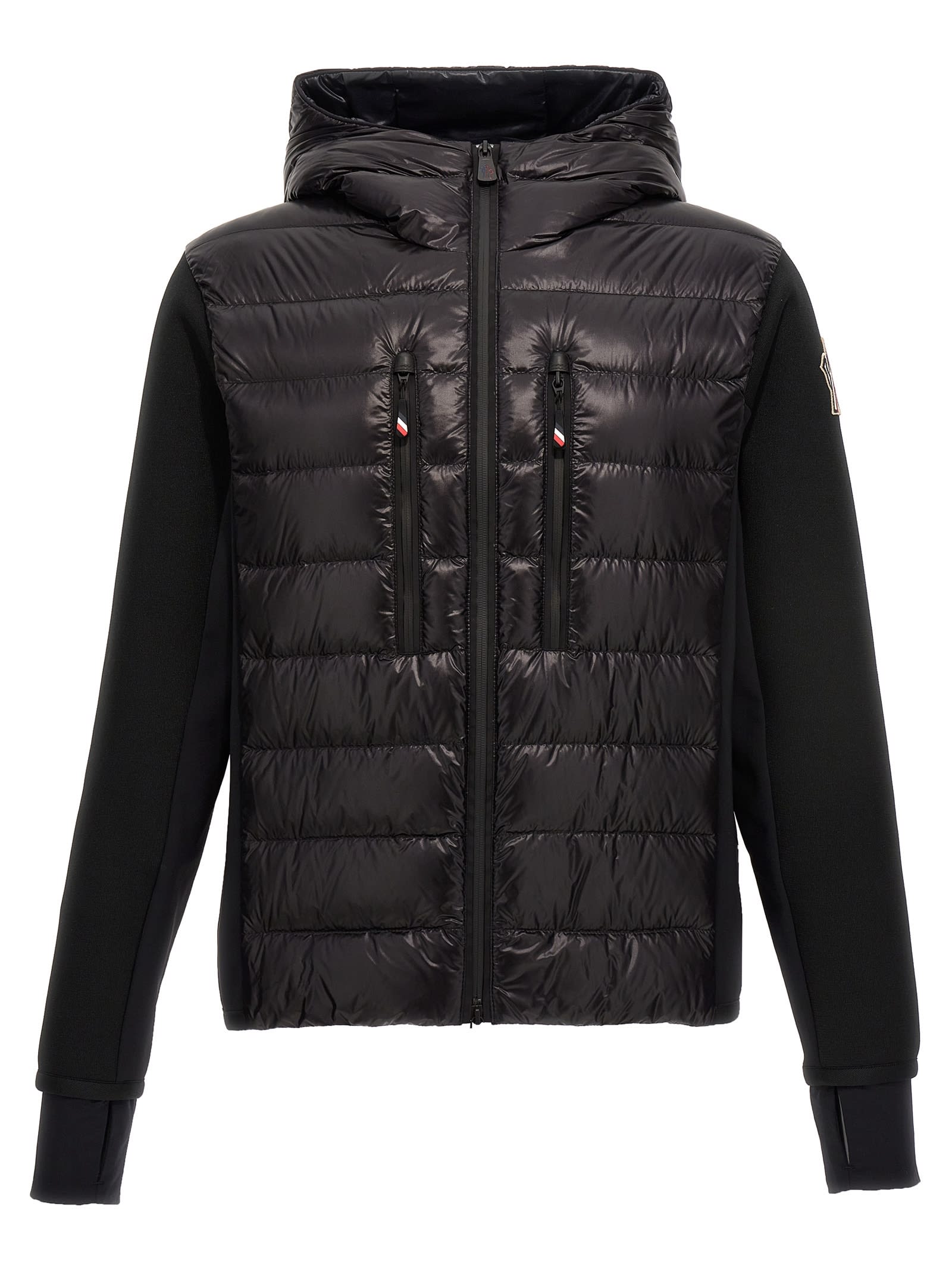 Moncler Nylon Hooded Cardigan In Brown