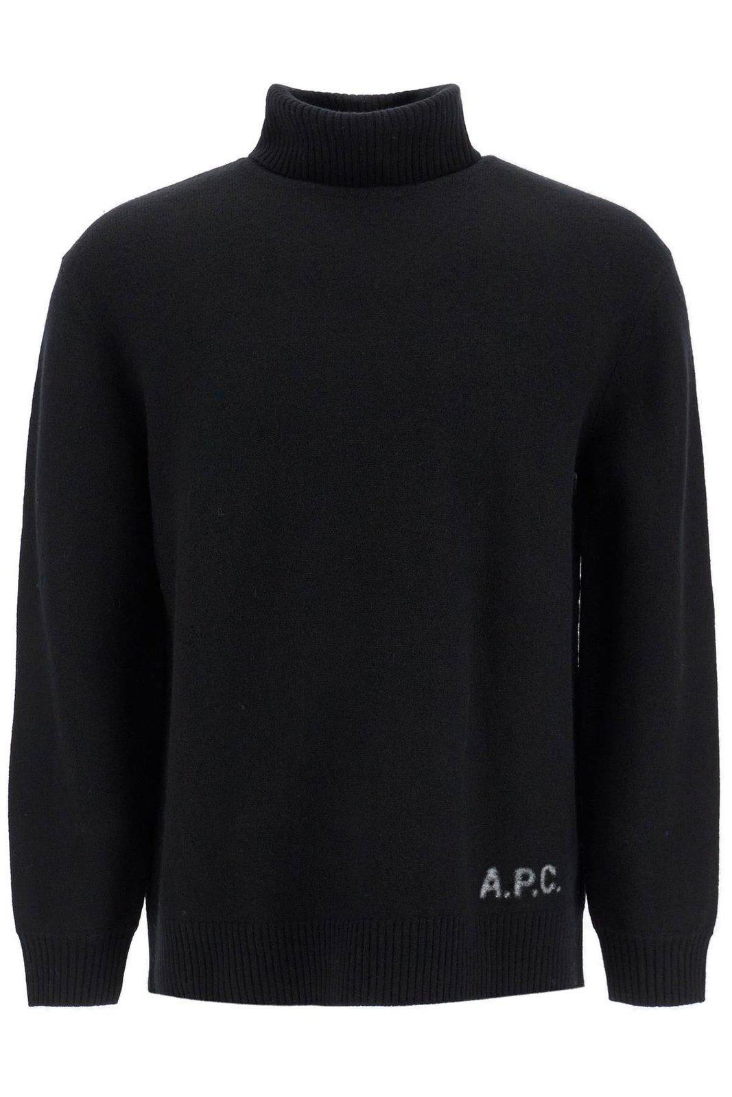 Shop Apc Turtleneck Long-sleeved Jumper In Lzz Noir