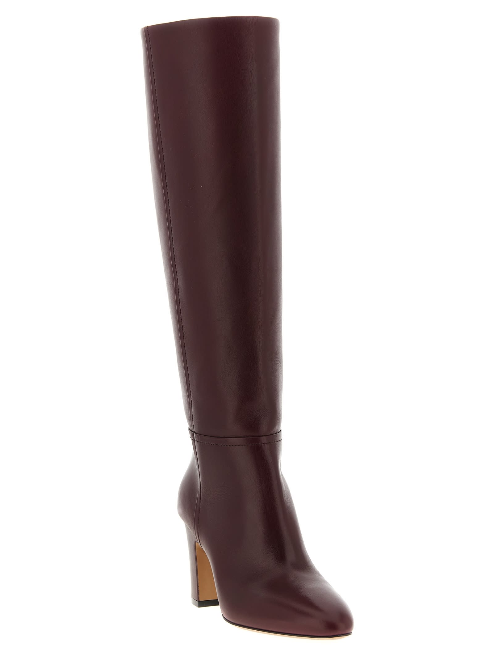 Paris Texas Calfskin Boots With A Pointed Toe In Burgundy
