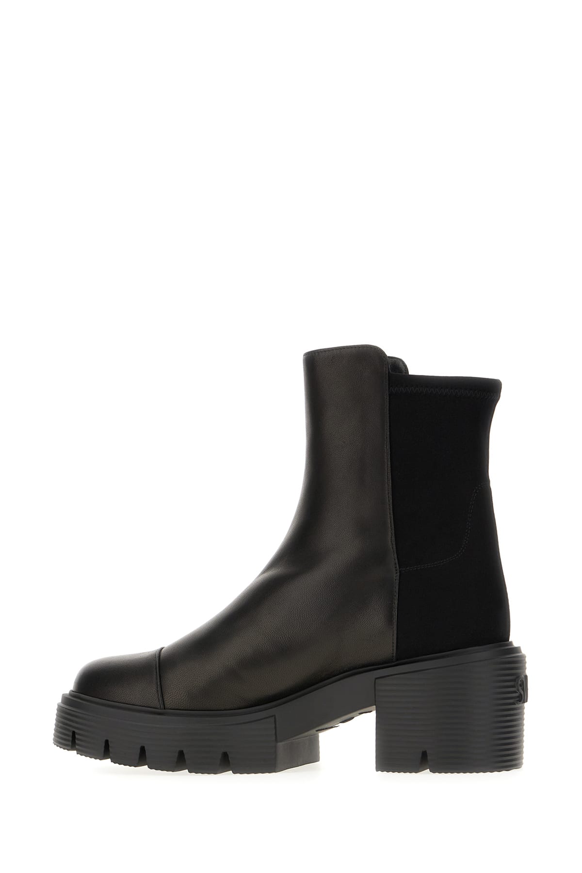 Shop Stuart Weitzman Black Nappa Leather And Fabric Soho Ankle Boots