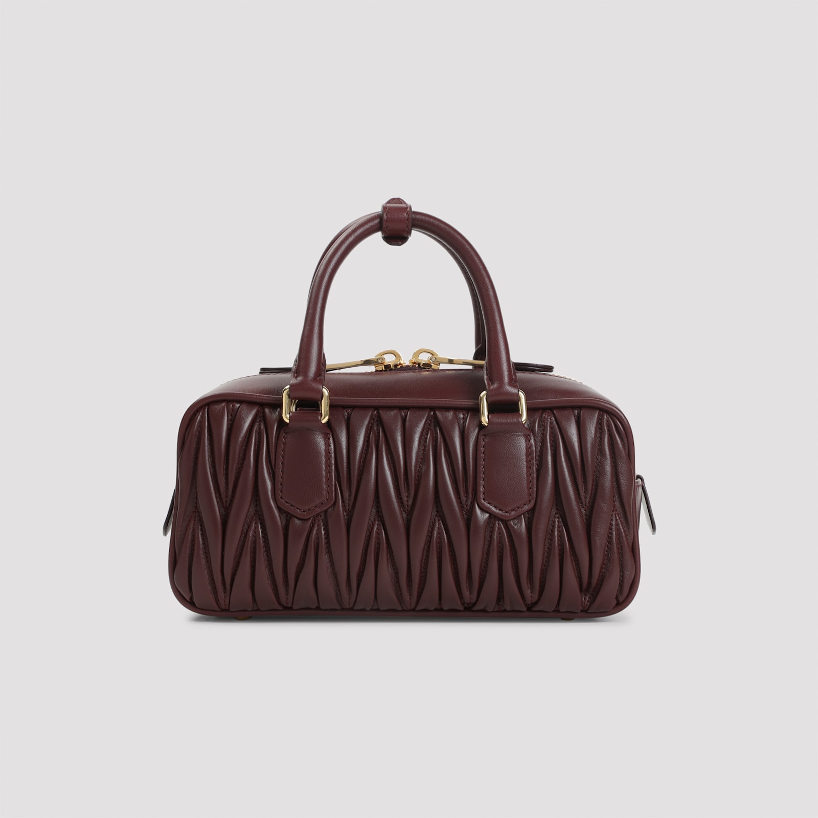 Miu Miu Lamb Leather Quilted Shoulder Bag In Burgundy