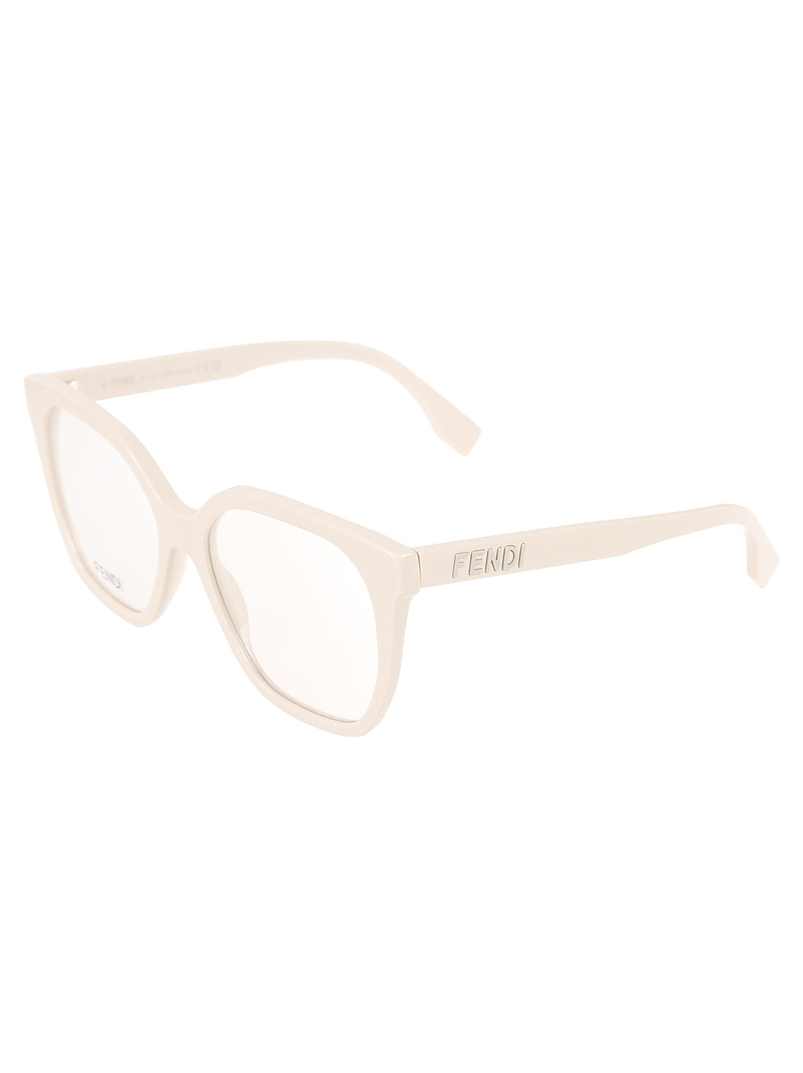 Fendi Logo Embossed Classic Glasses In Neutral