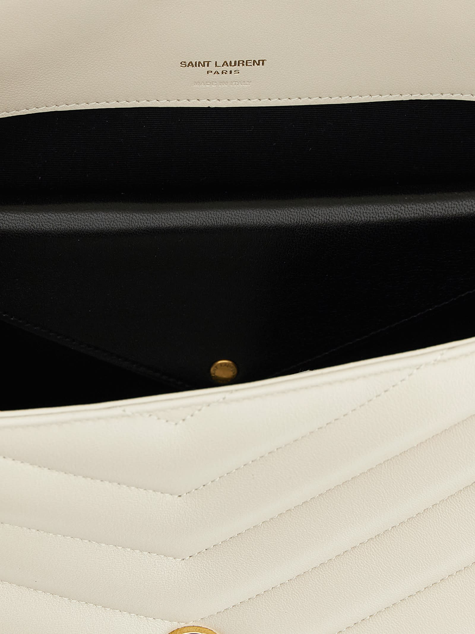 Saint Laurent Loulou Large Shoulder Bag In White