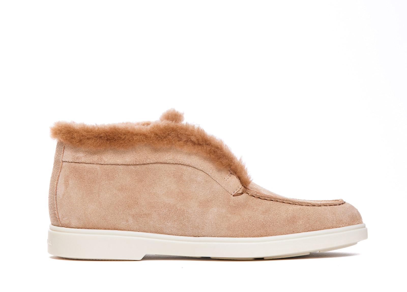 Shop Santoni Desert Suede Bootie In Beige