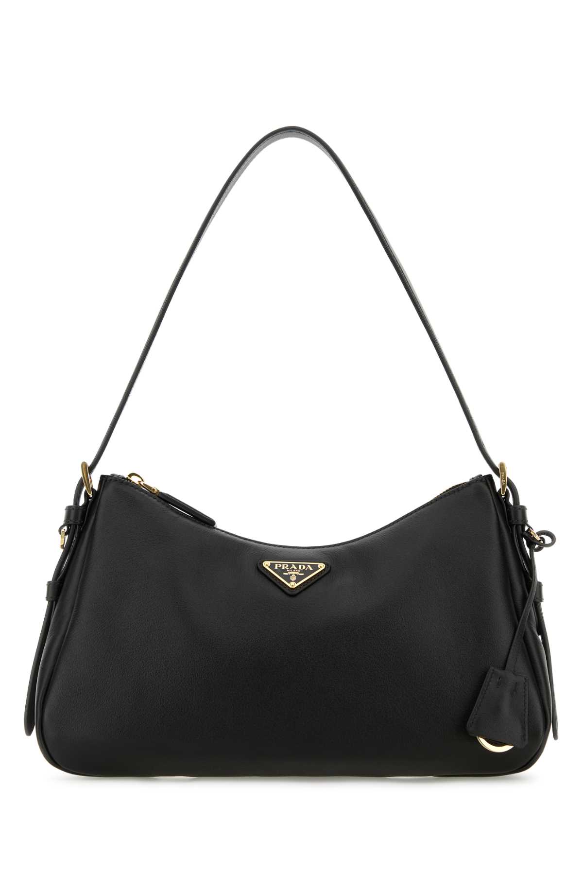 Black Leather Medium Aimãe Shoulder Bag