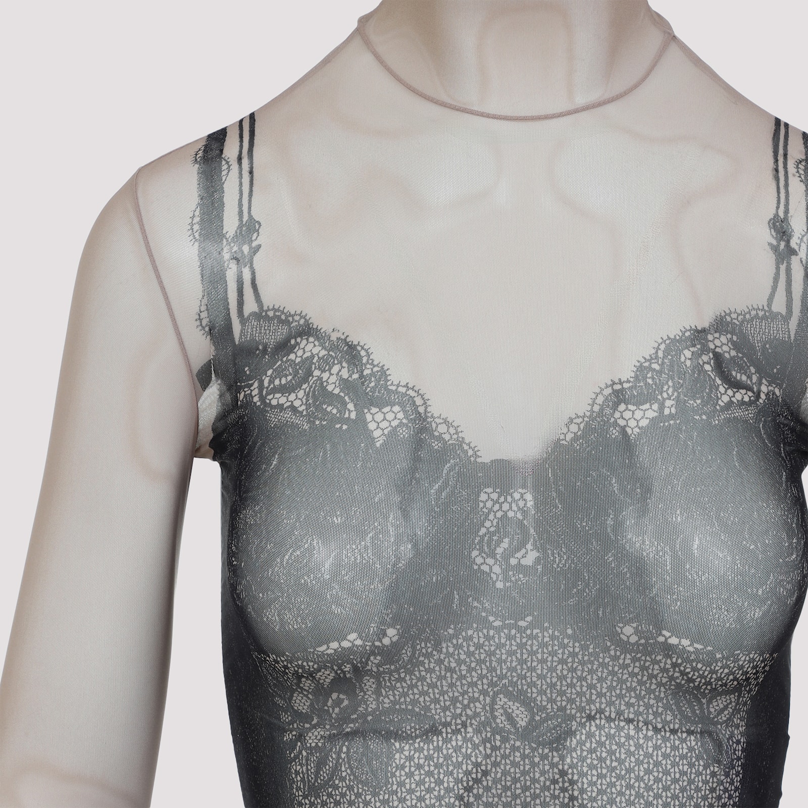Shop Balenciaga Trompe Oeil Lingerie Top In Black Light Beige