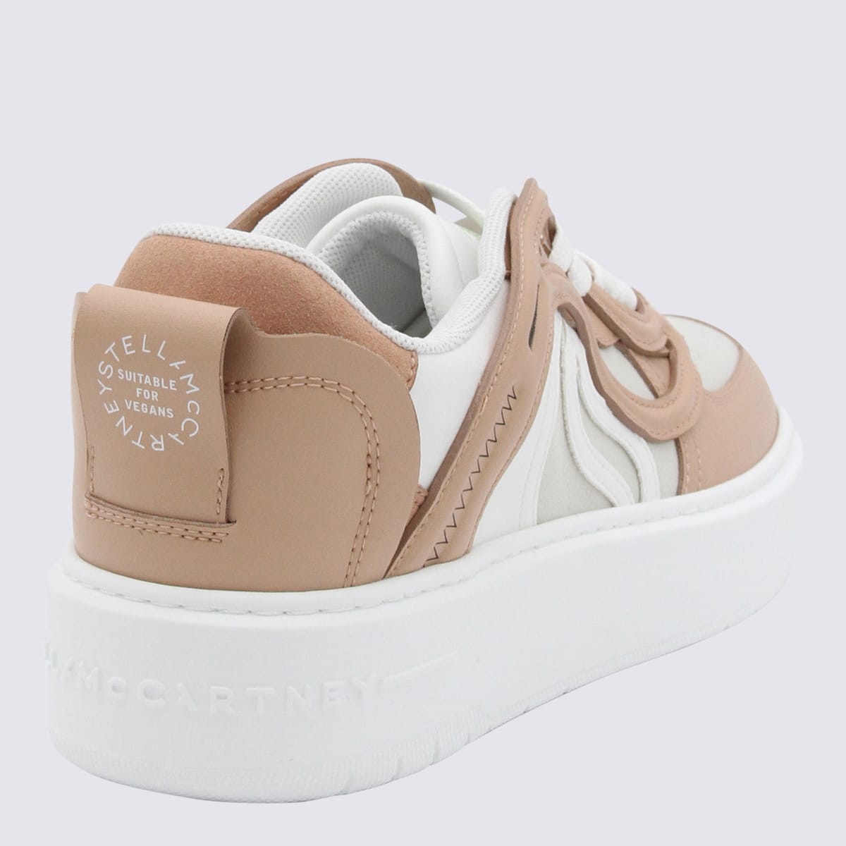 Shop Stella Mccartney White Leather S-wave Sneakers In New Blush