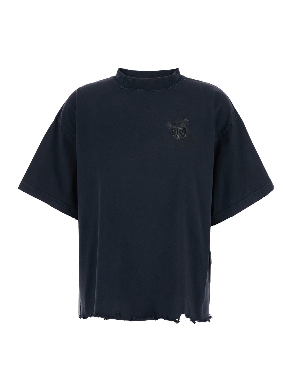 Balenciaga Black T-shirt With Logo Embroidery On The Front And Maxi Logo Lettering On The Rear In Cotton Woman