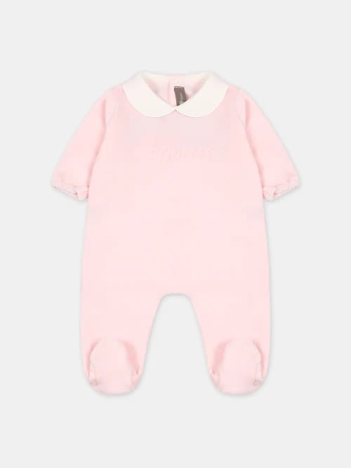 Shop Little Bear Printed Romper In Pink
