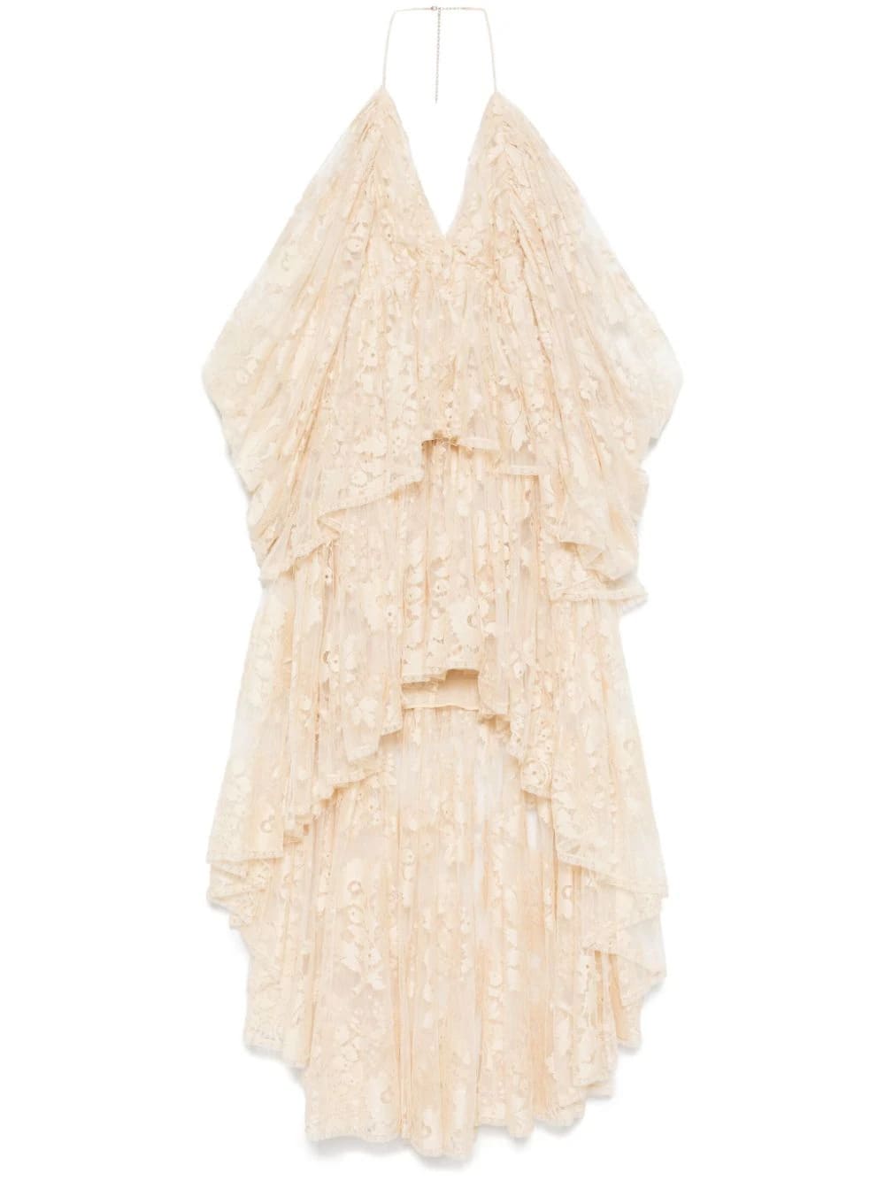 Shop Zimmermann Abito Scollo V Pizzo In Crm Cream