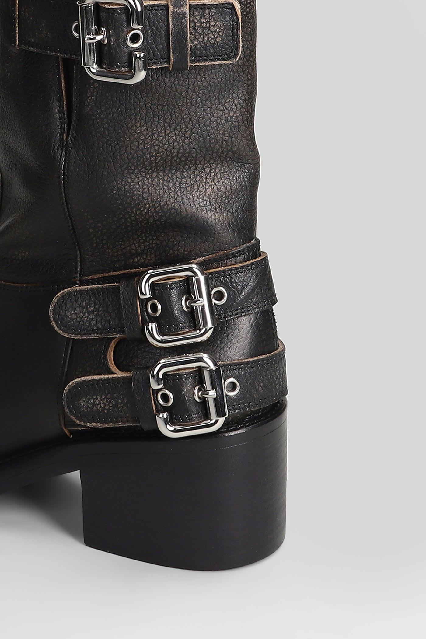Chloé Dakota Low Heels Boots In Black Leather In Black