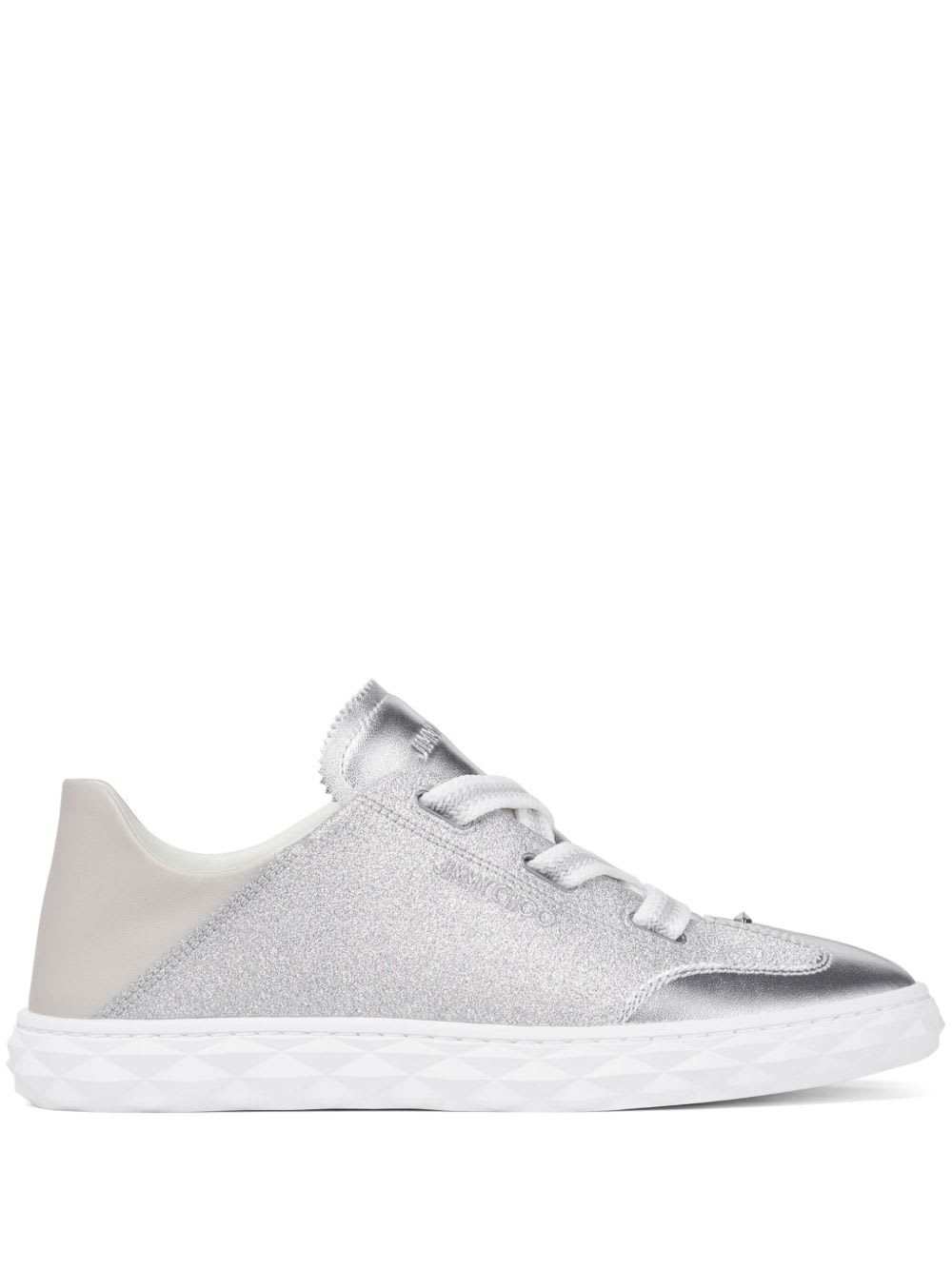 Jimmy Choo Diamond Light Leather Sneakers In Silver