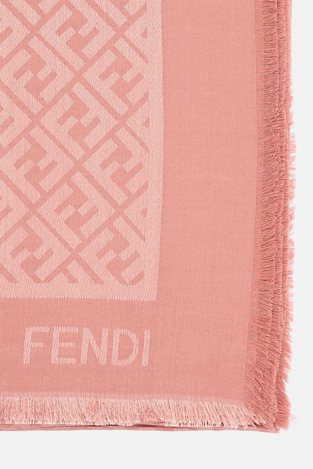 Fendi Ff Shawl Fringed Edges In Pink