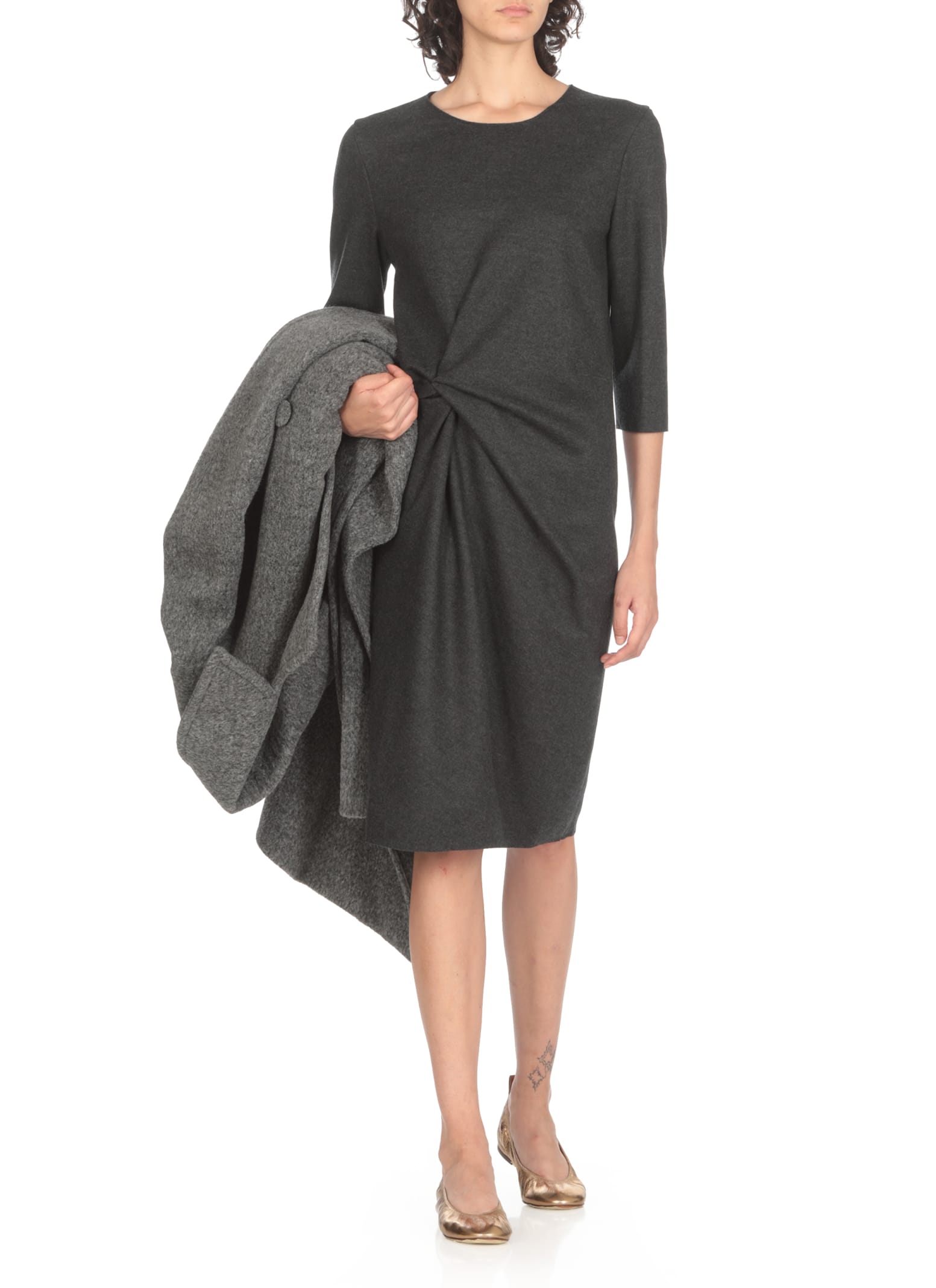 Shop Lanvin Wool Dress In Grey